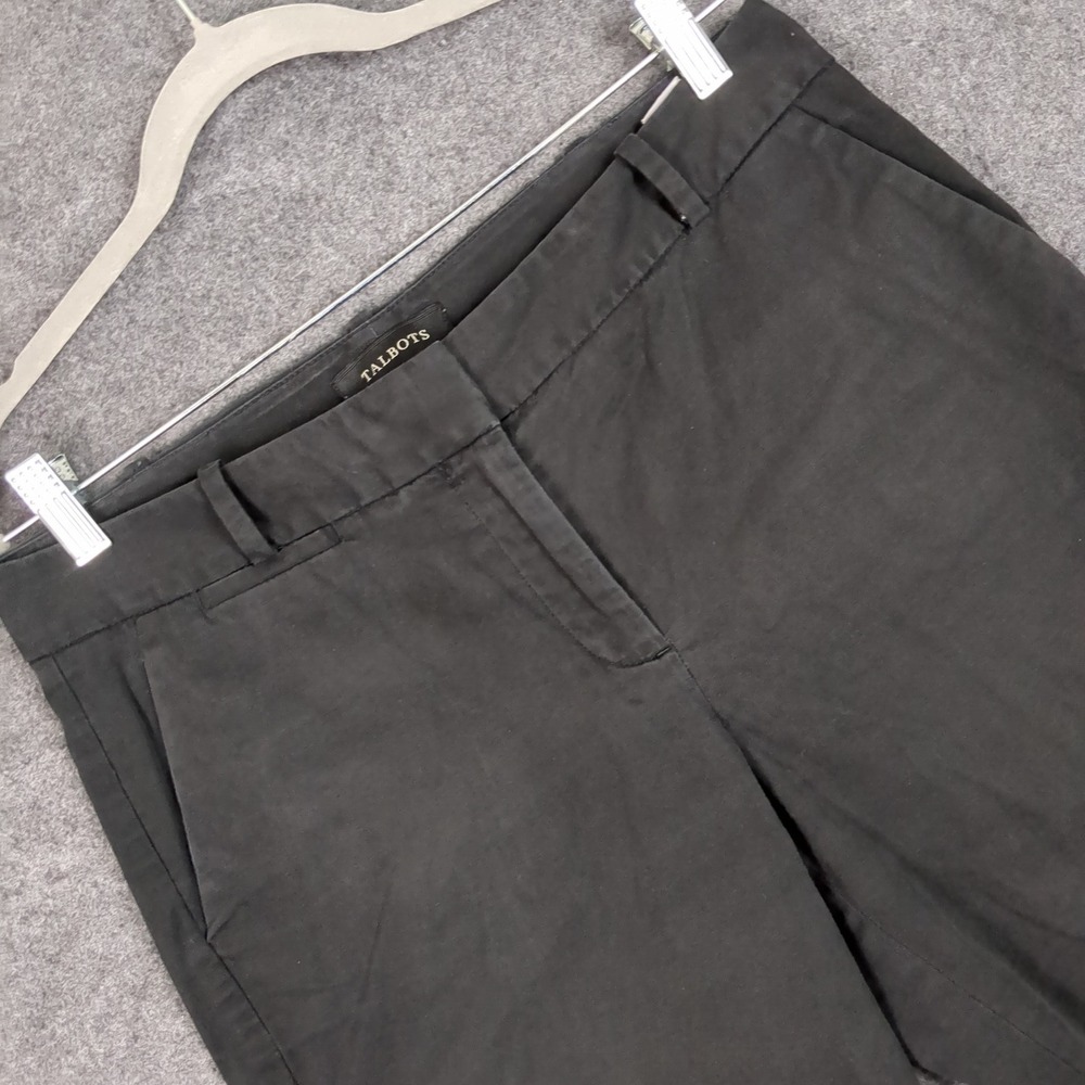 Talbots Womens Black Bermuda Shorts Size 6 Cotton Blend Mid Rise Classic Casual